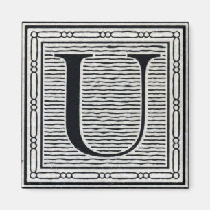 Blockbuchstabe "U" Holzschnitt Holzblock-Urschrift Magnet