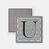 Blockbuchstabe "U" Holzschnitt Initiale Magnet (Vorderseite/Rückseite)