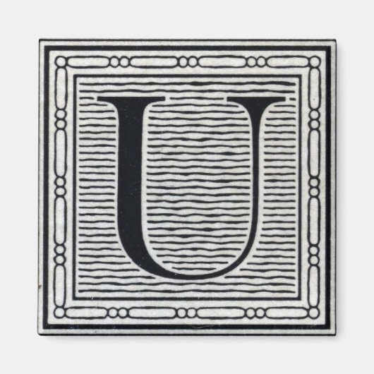 Blockbuchstabe "U" Holzschnitt Initiale Magnet (Vorne)