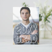 Blockbuchstaben Leather 3x5- Graduierungsankündigu Einladung (Stehend Vorderseite)