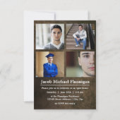 Blockbuchstaben Leather 3x5- Graduierungsankündigu Einladung (Rückseite)