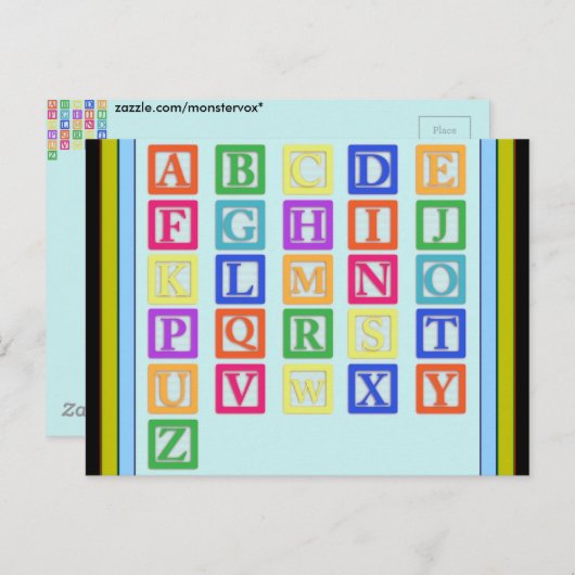 Blockbuchstaben Postkarte (Vorne/Hinten)