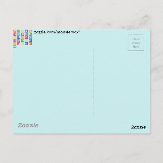 Blockbuchstaben Postkarte (Rückseite)