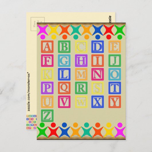 Blockbuchstaben Postkarte (Vorne/Hinten)