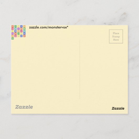 Blockbuchstaben Postkarte (Rückseite)