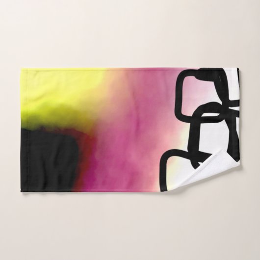 Blockchain: Abstrakt rosa, gelb, schwarz und weiß Badhandtuch Set (Handtuch)