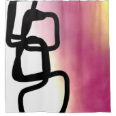 Blockchain: Abstrakt rosa, gelb, schwarz und weiß Duschvorhang (Vorderseite)