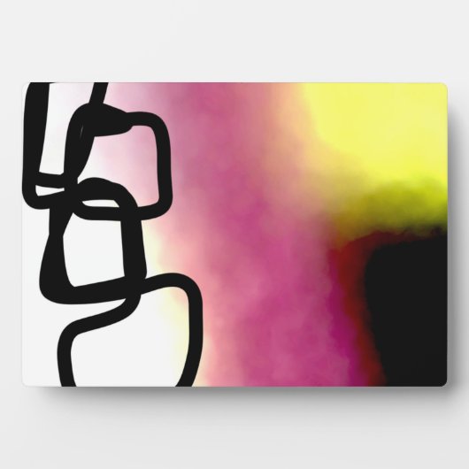 Blockchain: Abstrakt rosa, gelb, schwarz und weiß Fotoplatte (Vorderseite)