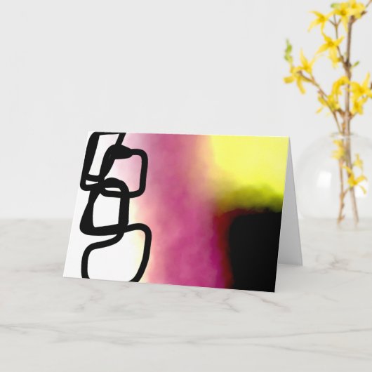 Blockchain: Abstrakt rosa, gelb, schwarz und weiß Karte (Gelbe Blume)