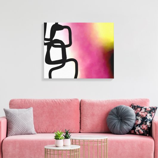 Blockchain: Abstrakt rosa, gelb, schwarz und weiß Leinwanddruck (Insitu (Wohnzimmer))