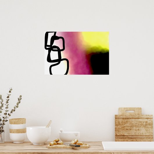Blockchain: Abstrakt rosa, gelb, schwarz und weiß Poster (Küche)
