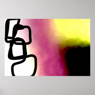 Blockchain: Abstrakt rosa, gelb, schwarz und weiß Poster