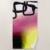 Blockchain: Abstrakt rosa, gelb, schwarz und weiß Strandtuch (Vorderseite)