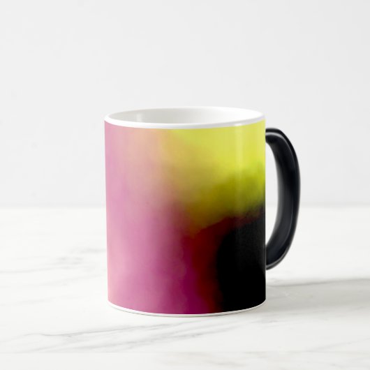 Blockchain: Abstrakt rosa, gelb, schwarz und weiß Verwandlungstasse (VorderseiteRechts)