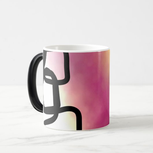 Blockchain: Abstrakt rosa, gelb, schwarz und weiß Verwandlungstasse (Vorderseite Links)