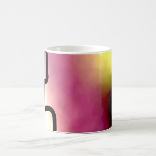 Blockchain: Abstrakt rosa, gelb, schwarz und weiß Verwandlungstasse (Mittel)