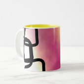 Blockchain: Abstrakt rosa, gelb, schwarz und weiß Zweifarbige Tasse (Vorderseite Links)