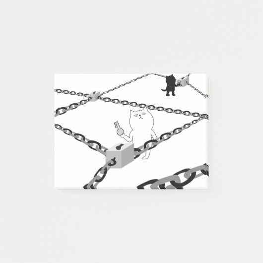 Blockchain Network Technology Secret Key Cat Post-it Klebezettel (Vorderseite)