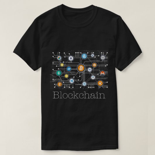 Blockchain-Netzwerk-Krypto-Design T-Shirt (Design vorne)