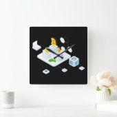 Blockchain Quadratische Wanduhr (Zuhause)