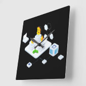 Blockchain Quadratische Wanduhr (Winkel)