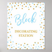 Blockdekorationsstation Babyduschzeichen Poster (Vorne)