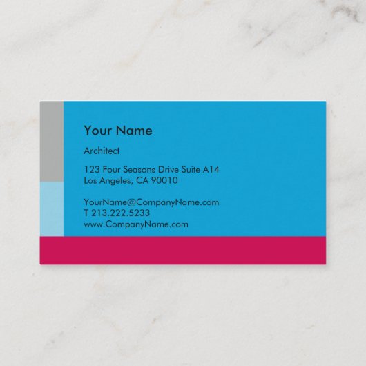 Blockdesign blau rot visitenkarte (Rückseite)