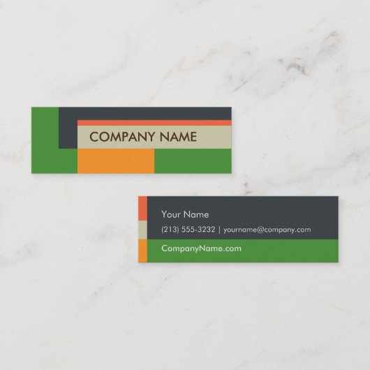 Blockdesign Mini BC, grau grün Mini Visitenkarte (Vorne/Hinten)