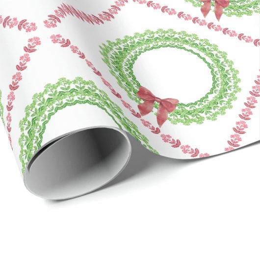 Blockdruck-Blumenkranz-Geschenkpapier Geschenkpapier (Rolleneckpunkt)