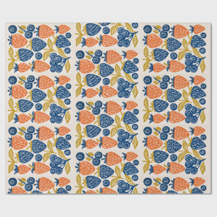 Blockdruck-Fruchtkunst - Retro-Beeren-Botanik Geschenkpapier