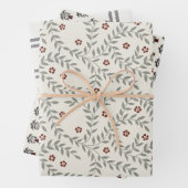 Blockdruck inspiriert Wrapping Paper Set 3 Geschenkpapier Set (Beispiel)