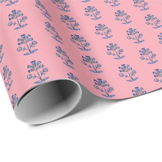 Blockdruck-Lotusblume Geschenkpapier (Rolleneckpunkt)