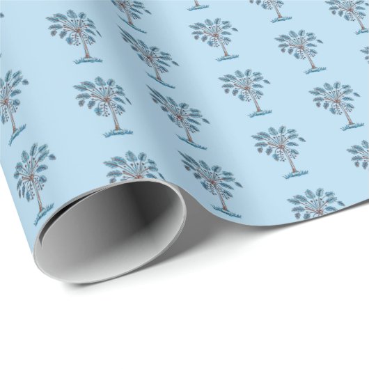 Blockdruck Palmettopalme  Geschenkpapier (Rolleneckpunkt)
