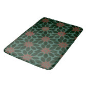 Blockdruck Tile Blume dunkelgrün rot Badematte (Schrägansicht)