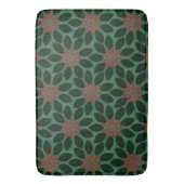 Blockdruck Tile Blume dunkelgrün rot Badematte (Vorderseite Vertikal)