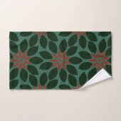 Blockdruck Tile Blume dunkelgrün rot Badhandtuch Set (Handtuch)