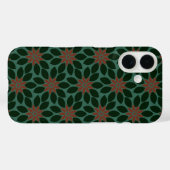 Blockdruck Tile Blume dunkelgrün rot Case-Mate iPhone Hülle (Rückseite (Horizontal))