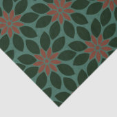 Blockdruck Tile Blume dunkelgrün rot Seidenpapier (Detail)