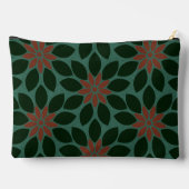 Blockdruck Tile Blume dunkelgrün rot Zubehörtasche (Rückseite)