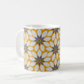 Blockdruck Tile Blume Sonnige gelbe Hintergrundfar Kaffeetasse (Vorderseite Links)
