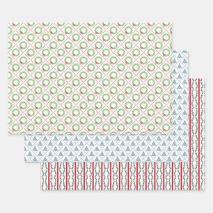 Blockdruck-Weihnachten Geschenkpapier Set