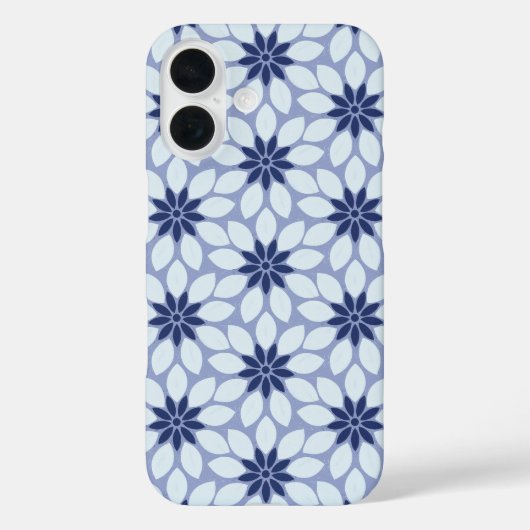 Blockdruckgebundene Blume blau Case-Mate iPhone Hülle (Rückseite)