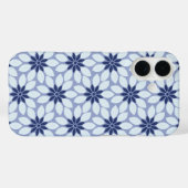 Blockdruckgebundene Blume blau Case-Mate iPhone Hülle (Rückseite (Horizontal))