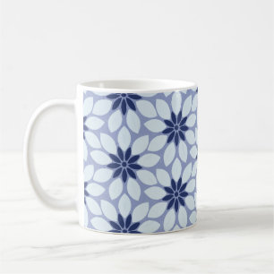 Blockdruckgebundene Blume blau Kaffeetasse