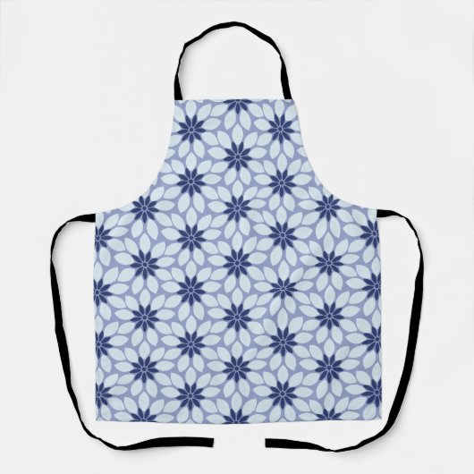 Blockdruckgebundene Blume blau Schürze (Vorderseite)