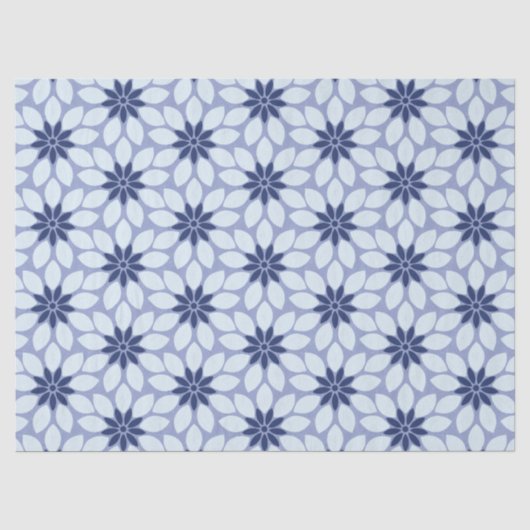 Blockdruckgebundene Blume blau Seidenpapier (Vorderseite)