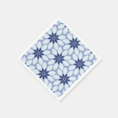 Blockdruckgebundene Blume blau Serviette (Ecke)