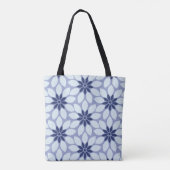 Blockdruckgebundene Blume blau Tasche (Rückseite)