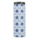 Blockdruckgebundene Blume blau Thermosbecher (Rückseite)