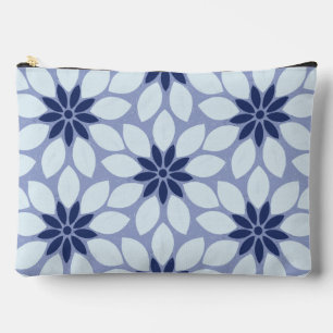 Blockdruckgebundene Blume blau Zubehörtasche